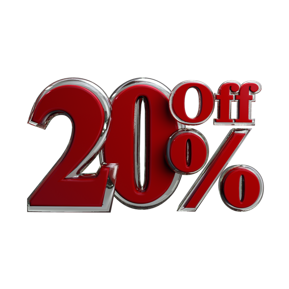 Promotion 20 percent off 3D Render png