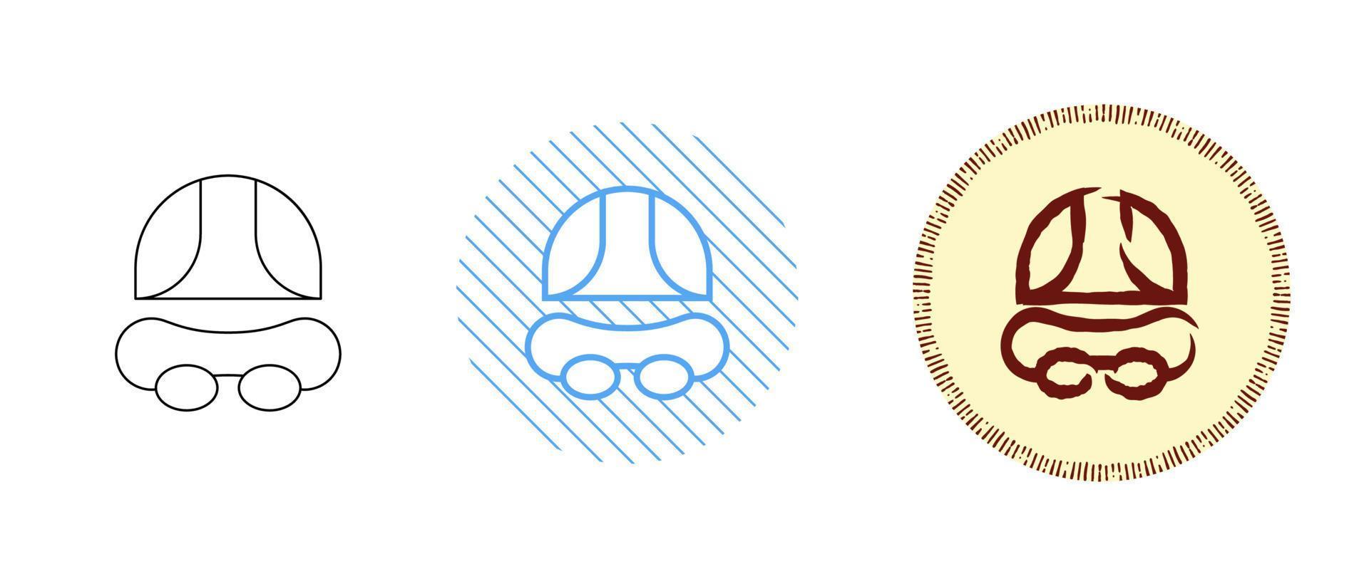 This is a set of contour and color badges caps and goggles for swimming vector