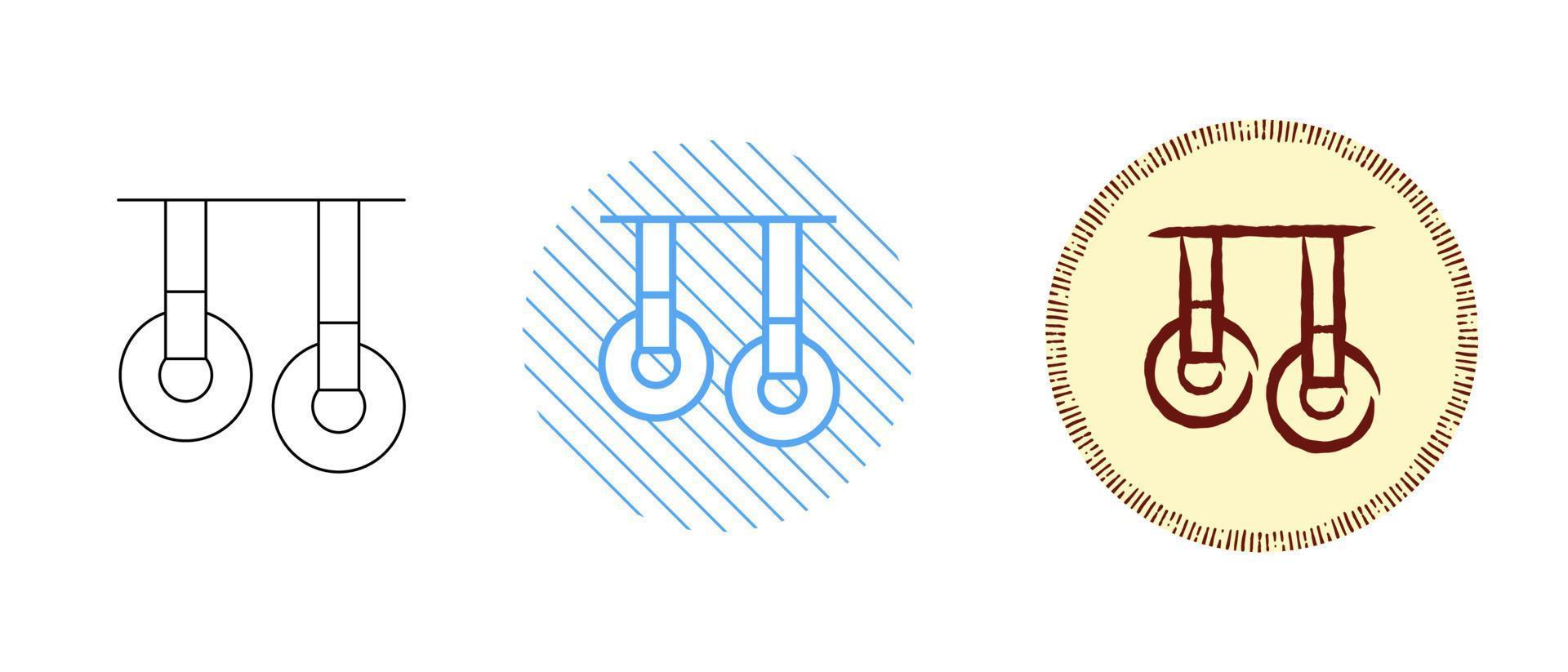 This is a set of contour and color badges of gymnastic rings vector