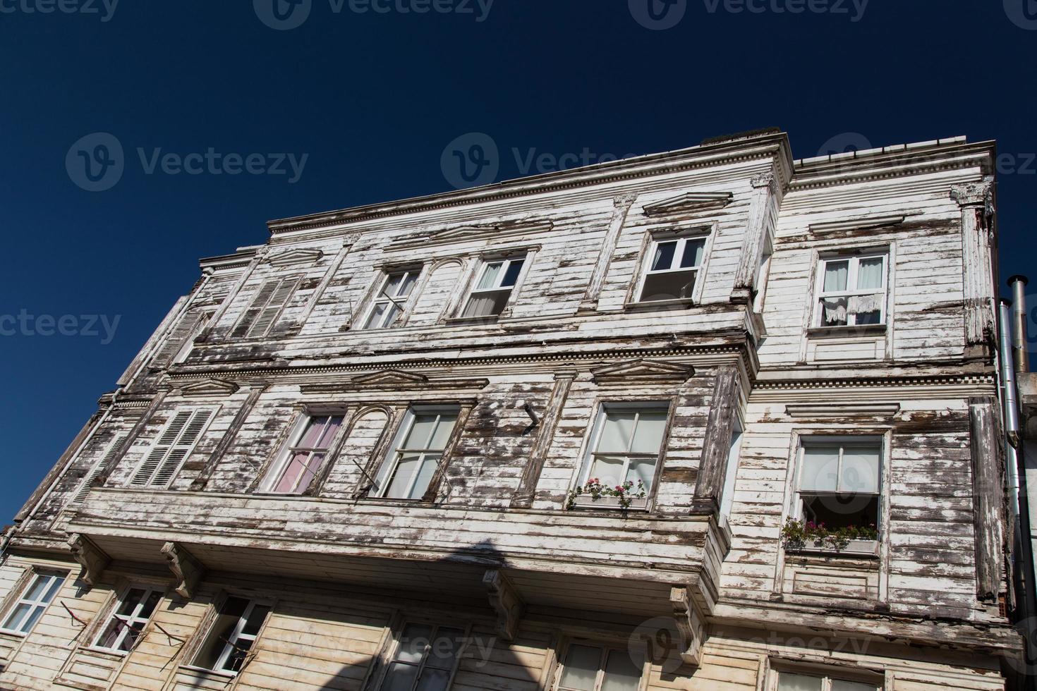 White and wooden house in Burgazada, Istanbul photo