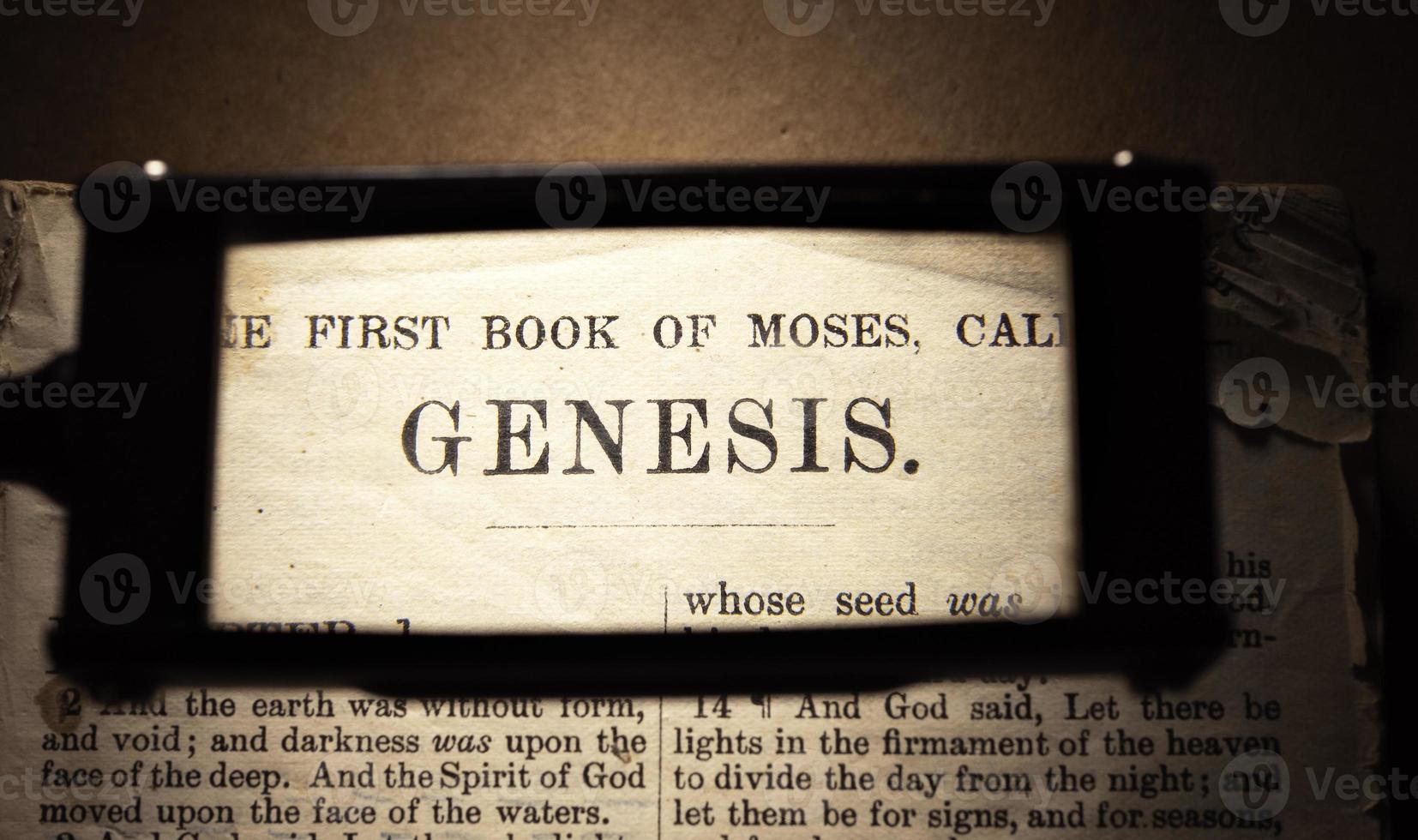 Close up of old Holy bible photo
