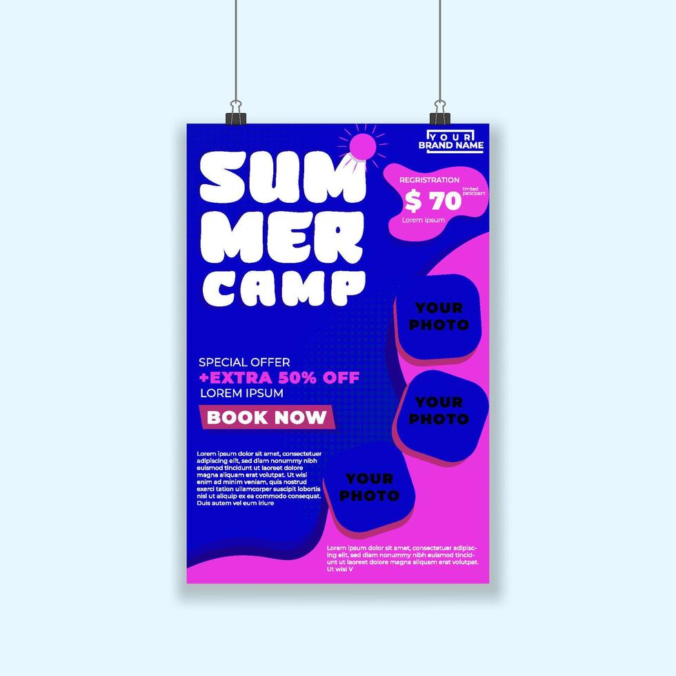 Summer flyer or poster graphic design template easy to customize simple and elegant design vector