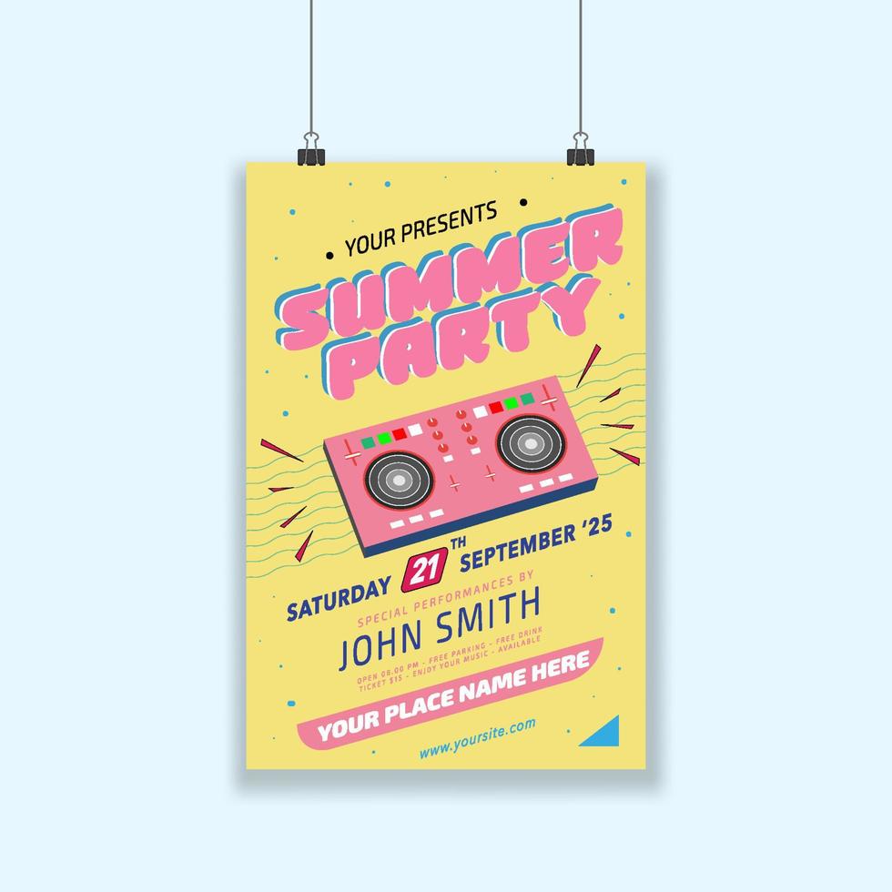 Summer flyer or poster graphic design template easy to customize