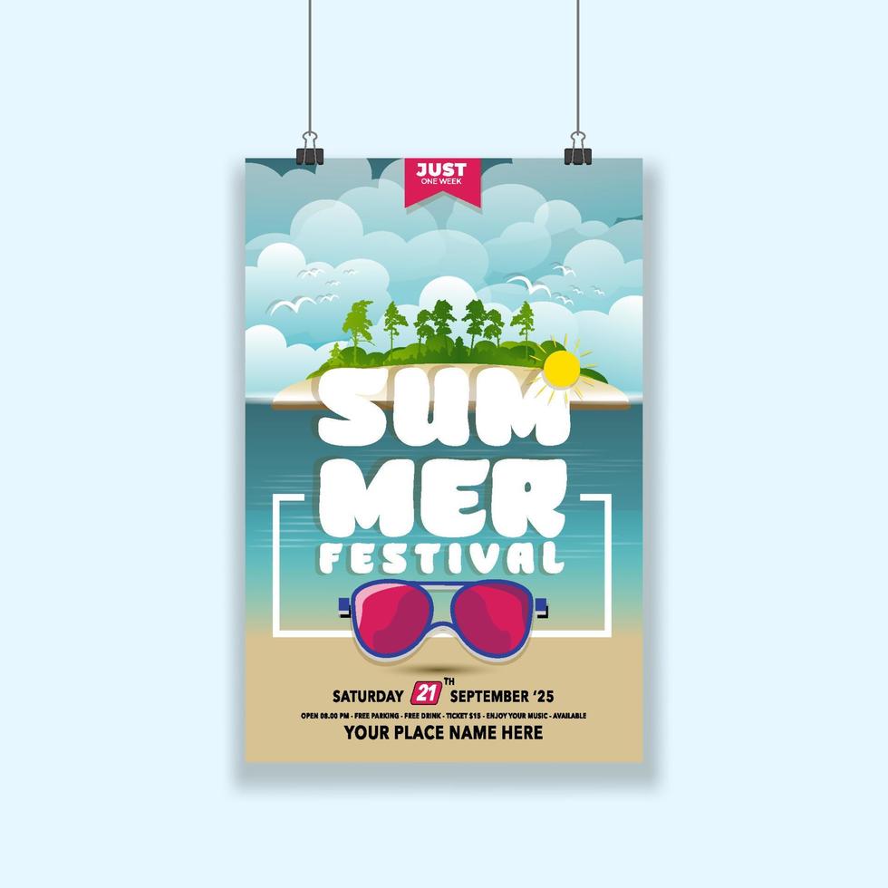 Summer flyer or poster graphic design template easy to customize simple and elegant design vector