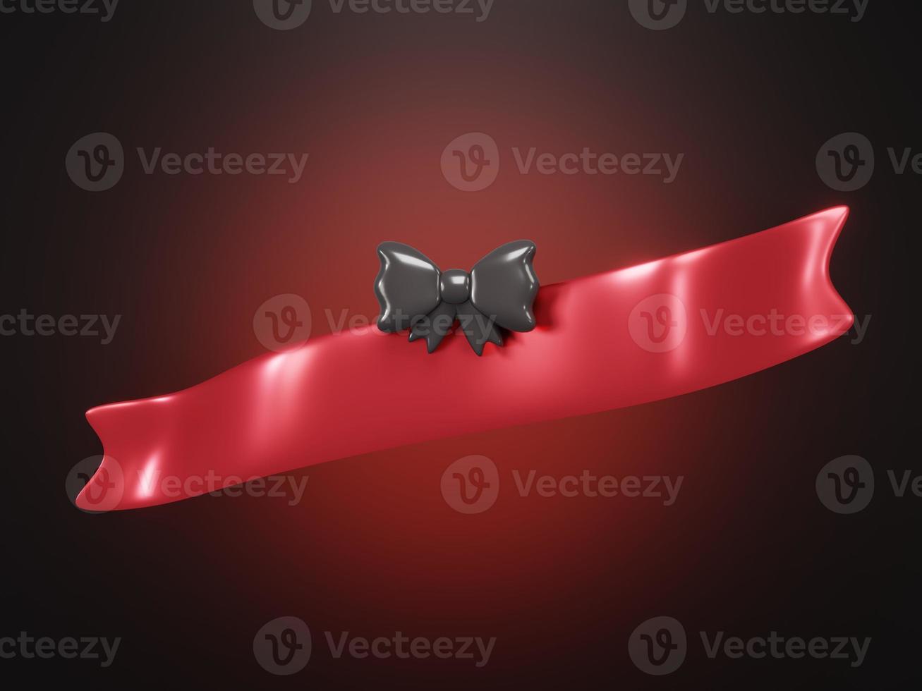 3D Rendering of red black gift box open with blank ribbon concept of Black Friday template background card for commercial. 3d render cartoon style. photo