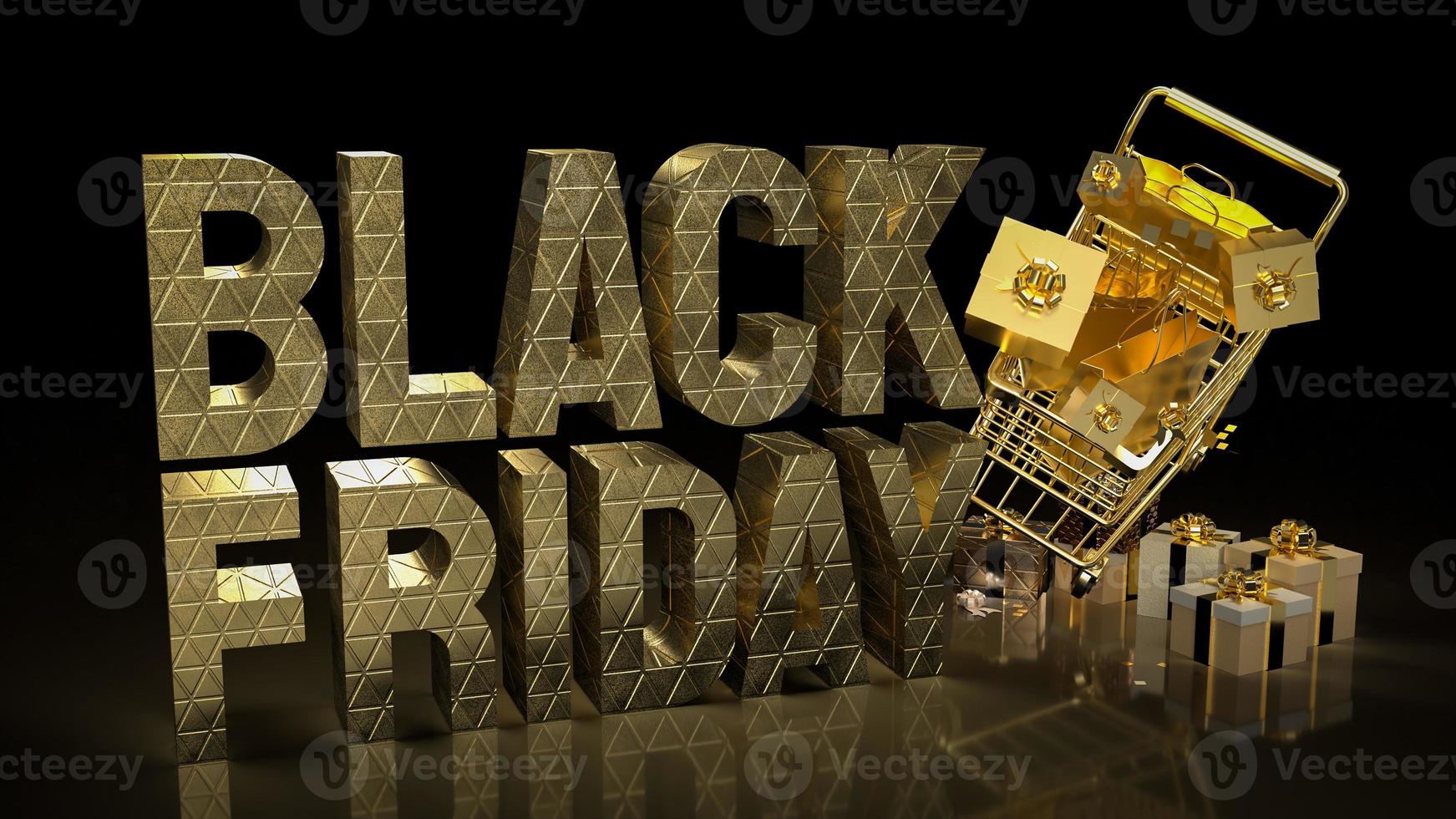 The gold shopping cart for Black Friday concept 3d rendering photo
