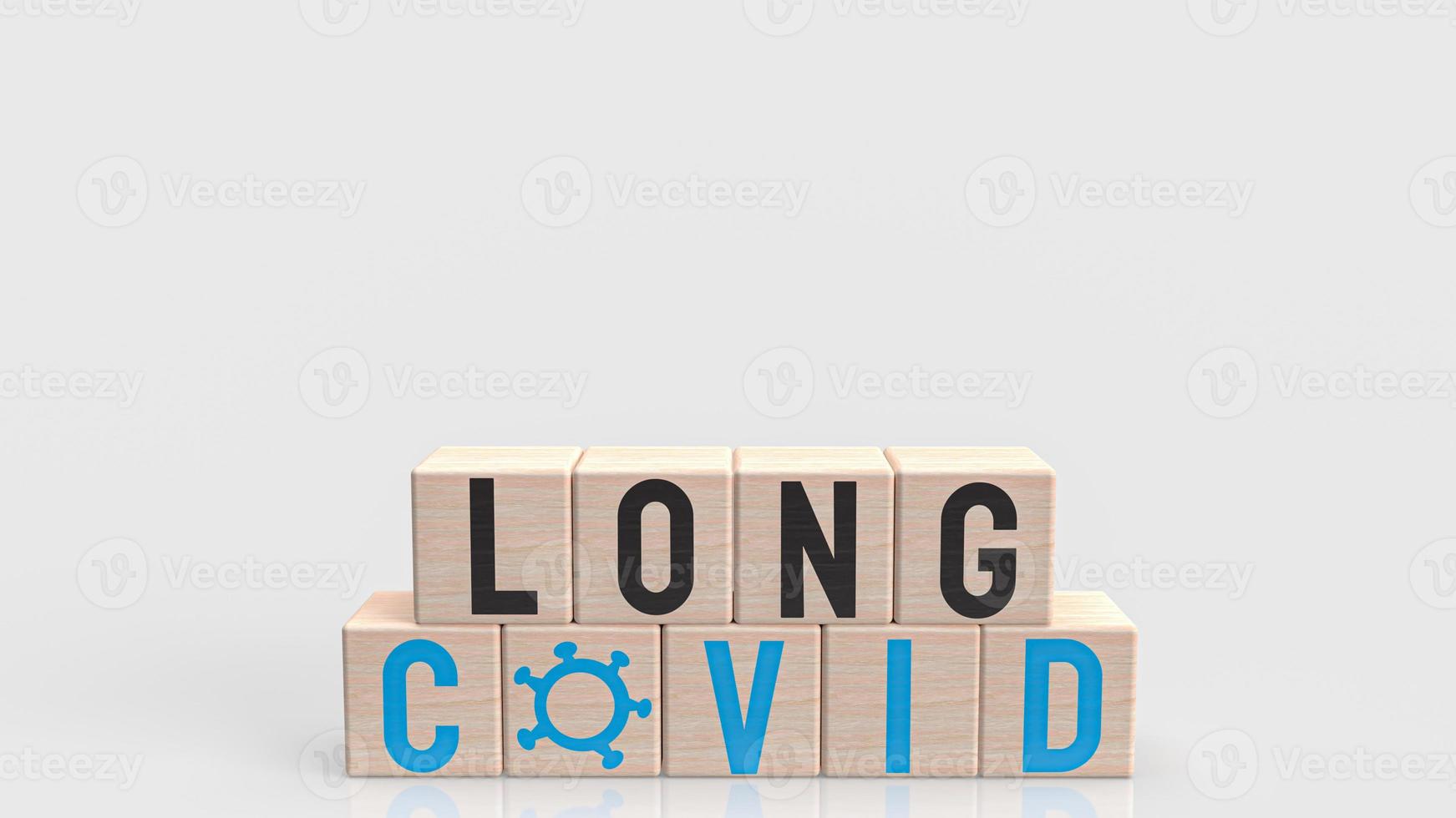 The long covid on wood cube for sci or medical concept 3d rendering photo