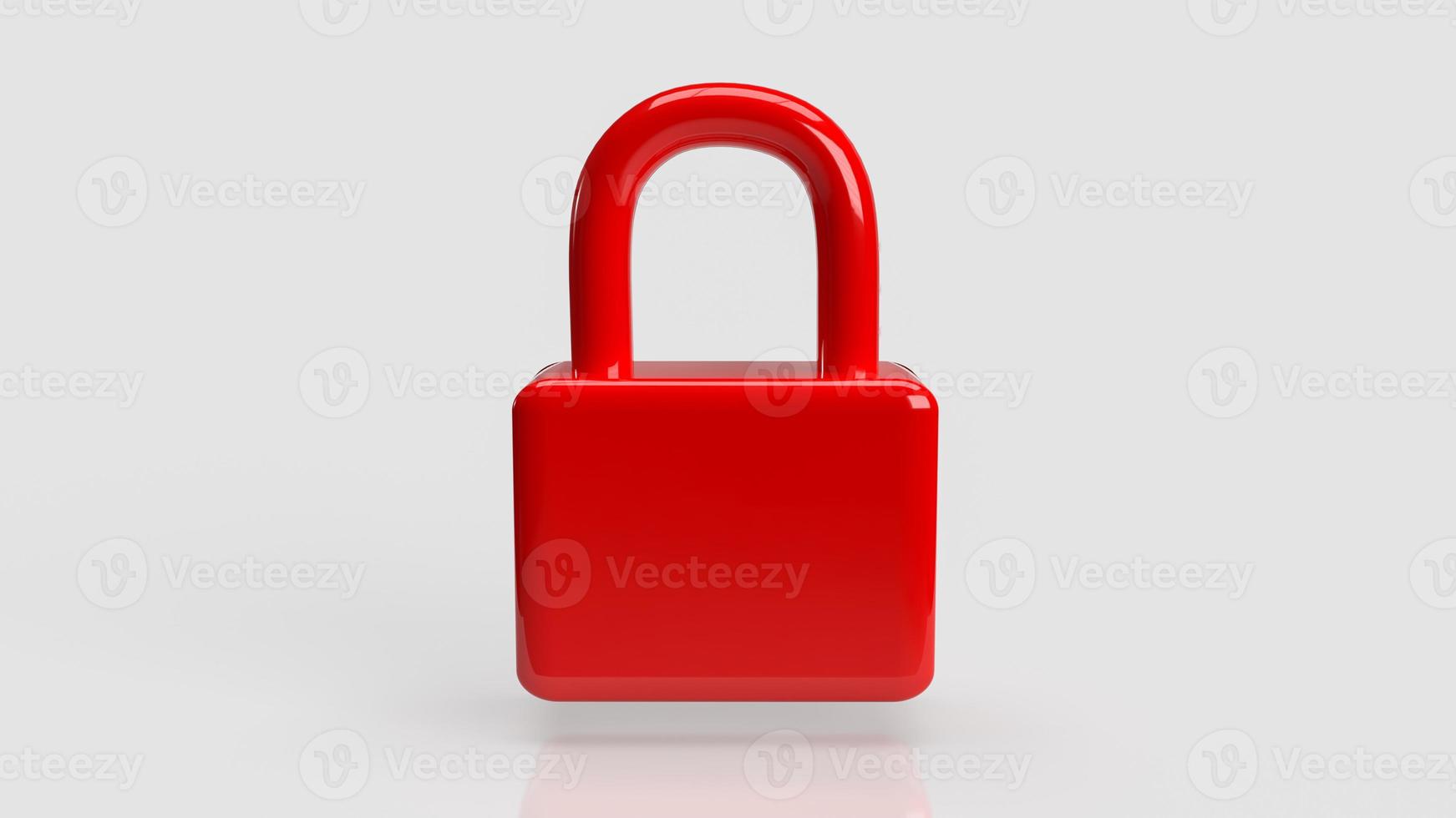 red color lock on white background  3d rendering photo