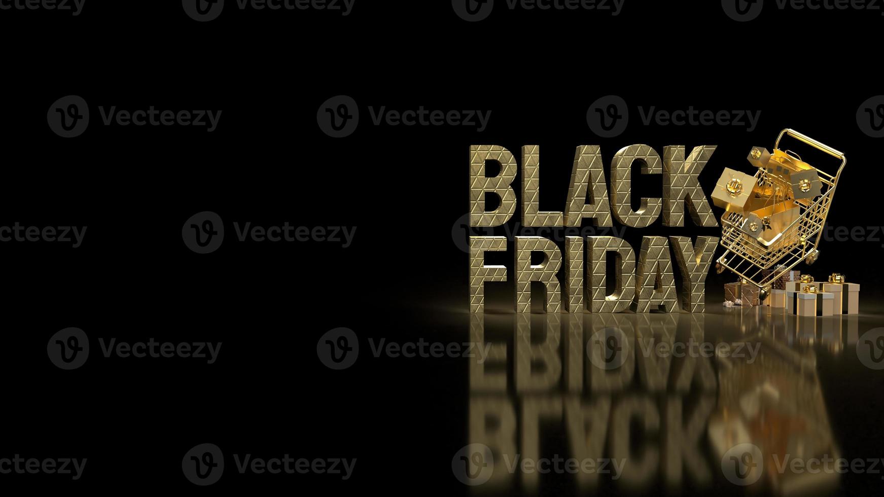 The gold shopping cart for Black Friday concept 3d rendering photo