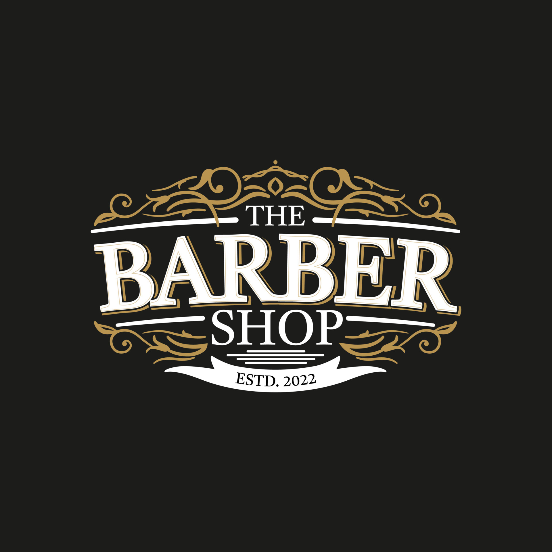 Barbershop ornate vintage victorian typography logo design with ...