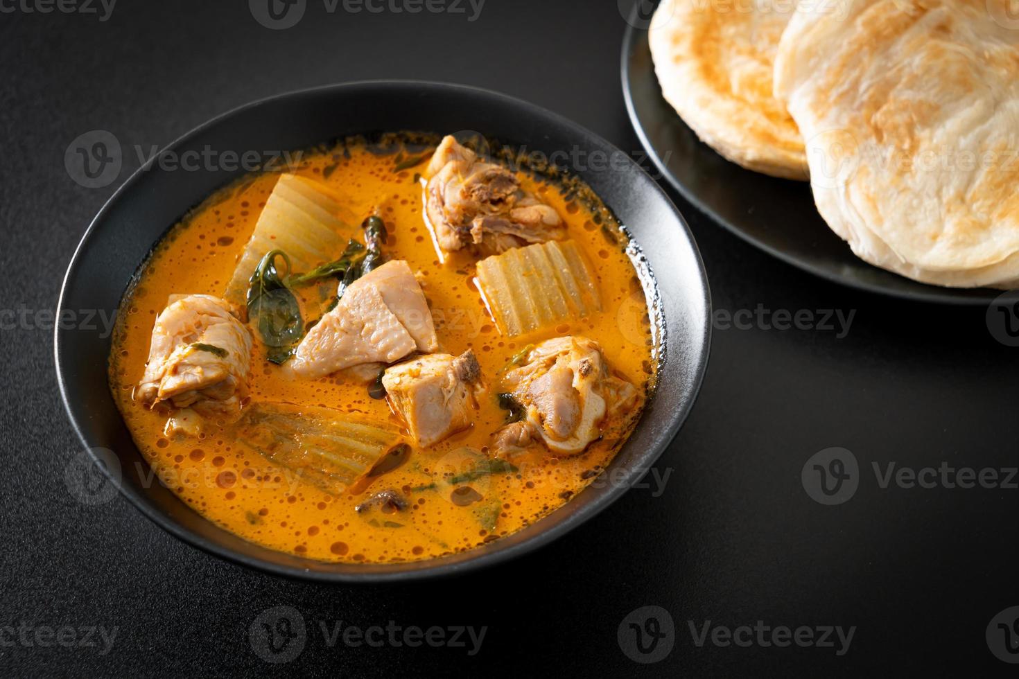 Chicken curry soup with roti photo