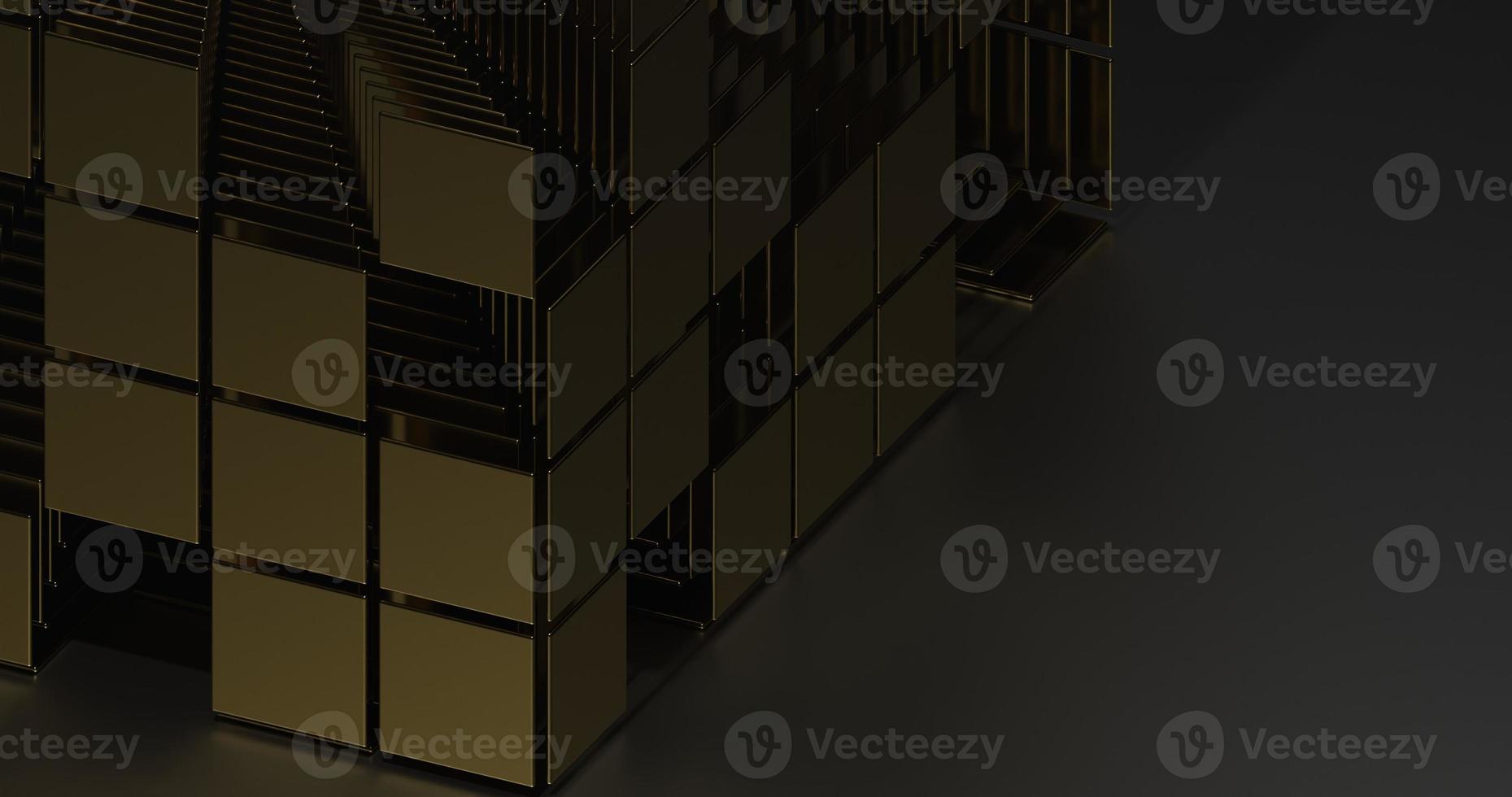 abstract background using half cube consisting of overlapping square pattern facing outward with gold texture, 3d rendering and 4K size photo