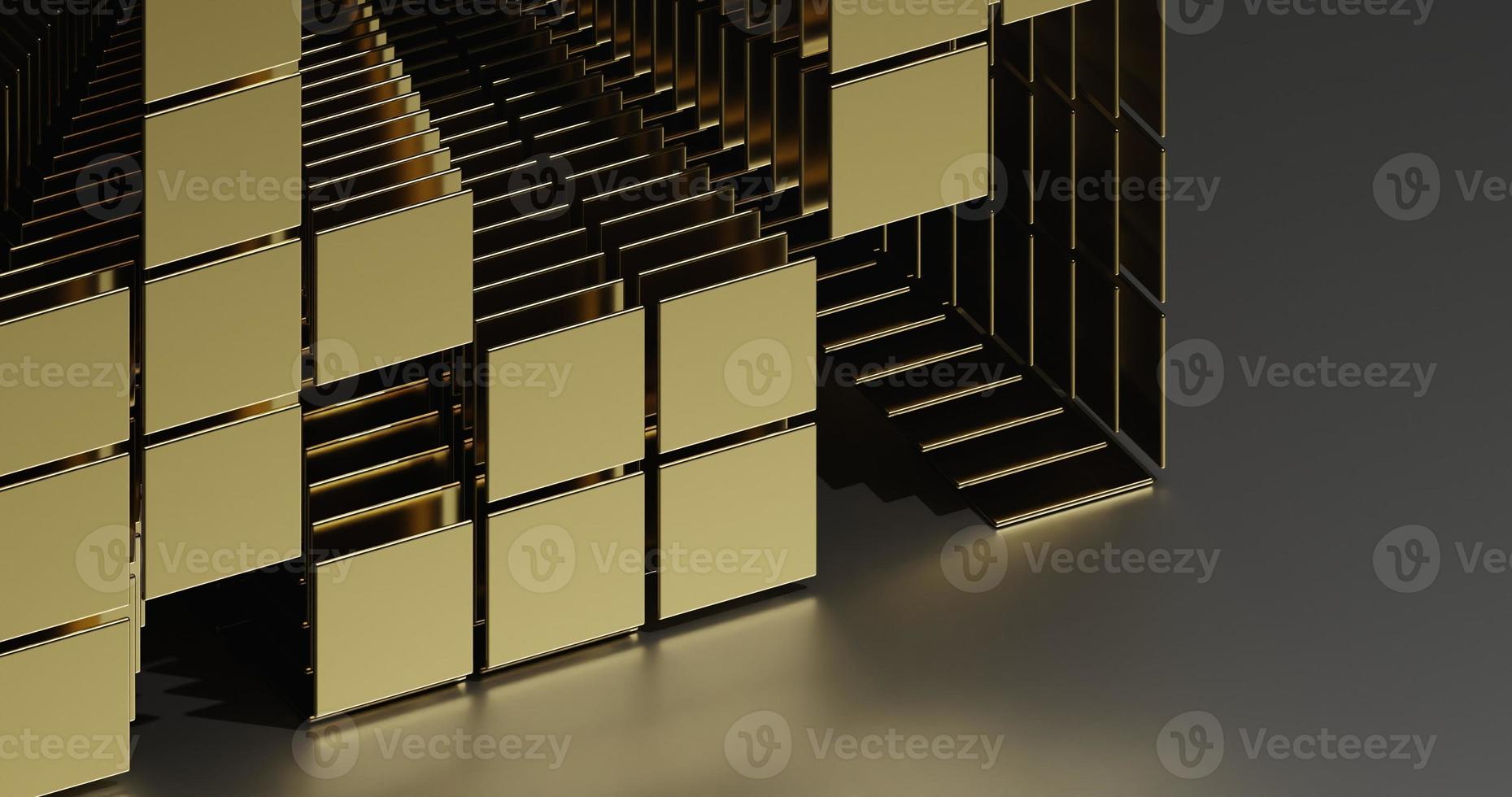 abstract background using overlapping square pattern facing skew with gold texture, 3d rendering and 4K size photo