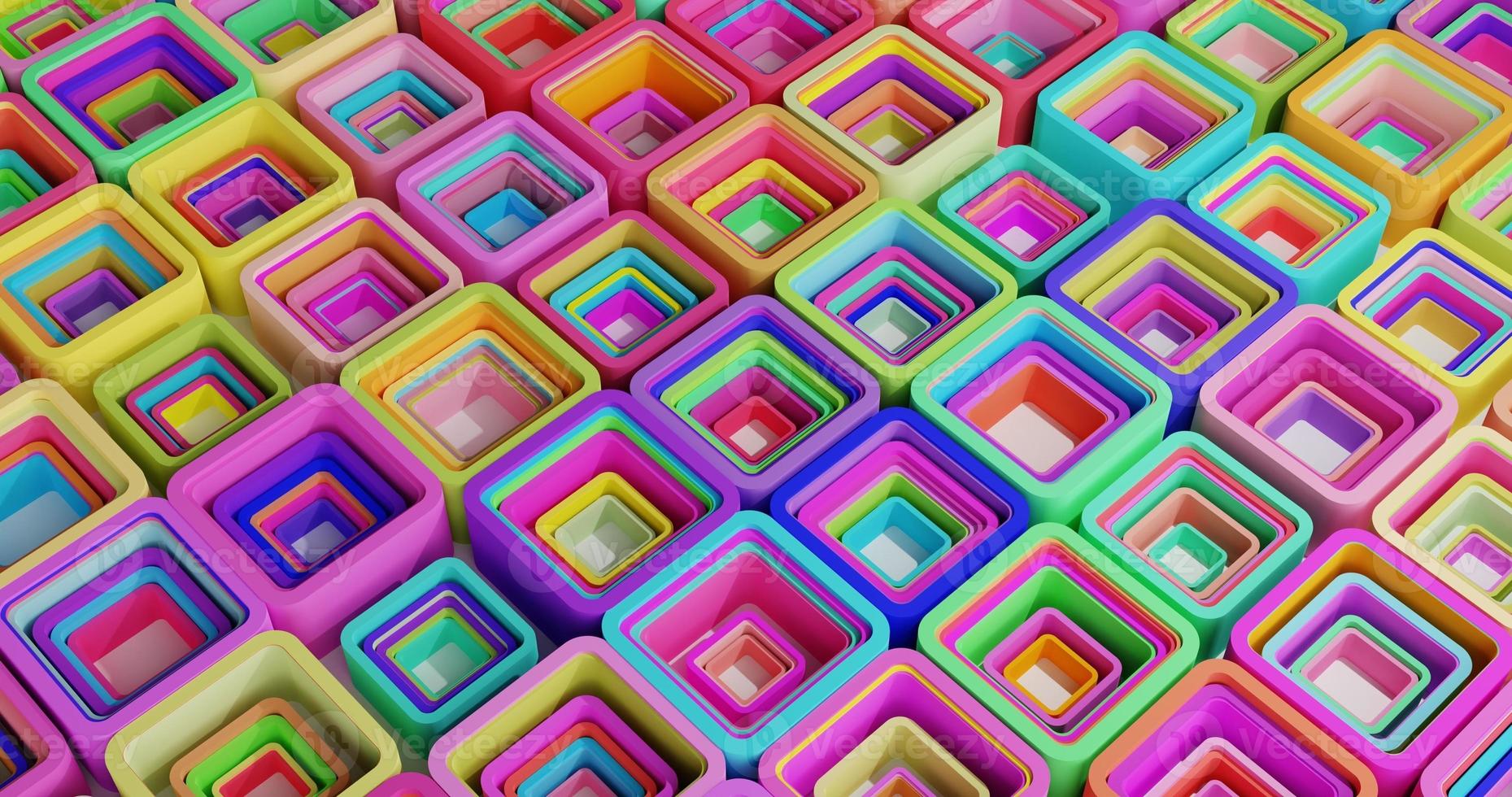 abstract background using colorful diagonal 3d square shapes, perspective camera, 3d rendering and 4K size photo