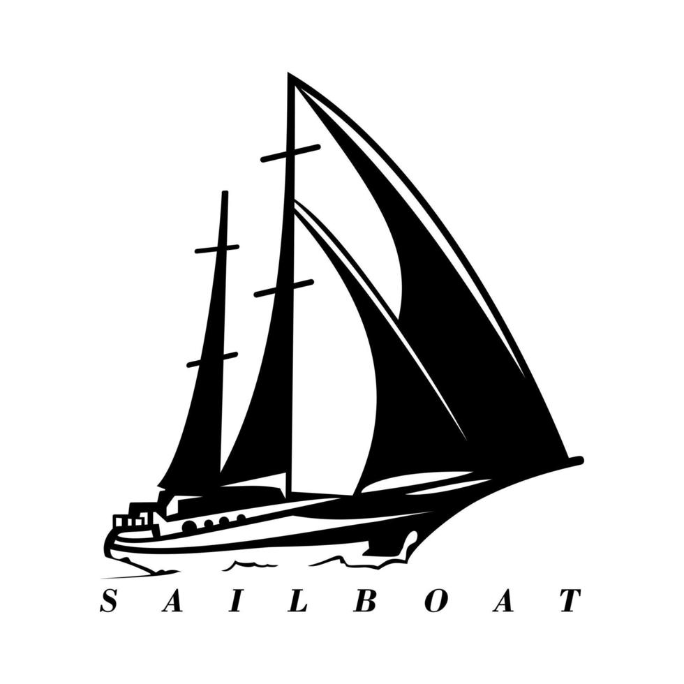 SAIL BOAT LOGO ILLUSTRATION DESIGN VECTOR