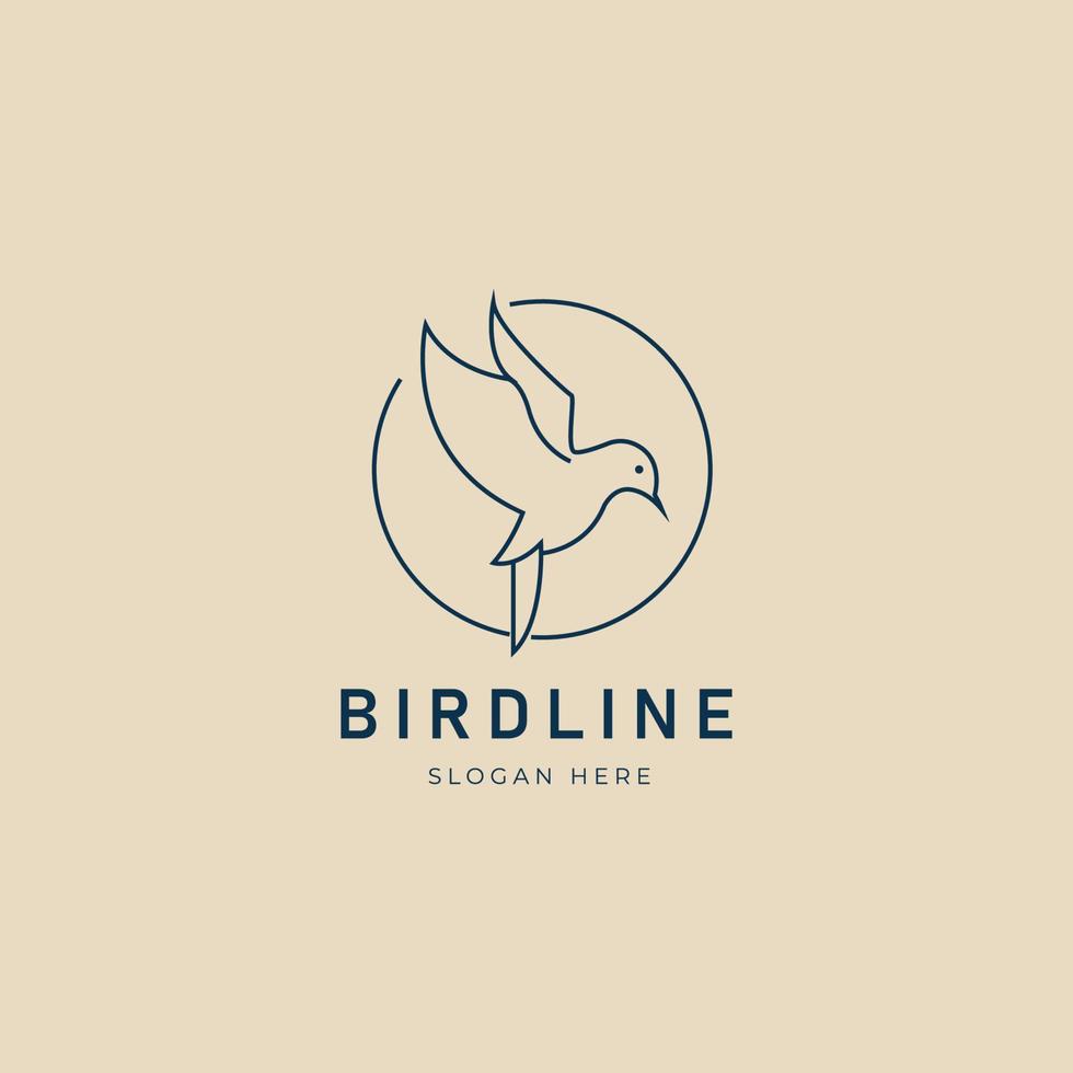 bird line art logo, icon and symbol, with emblem vector illustration design