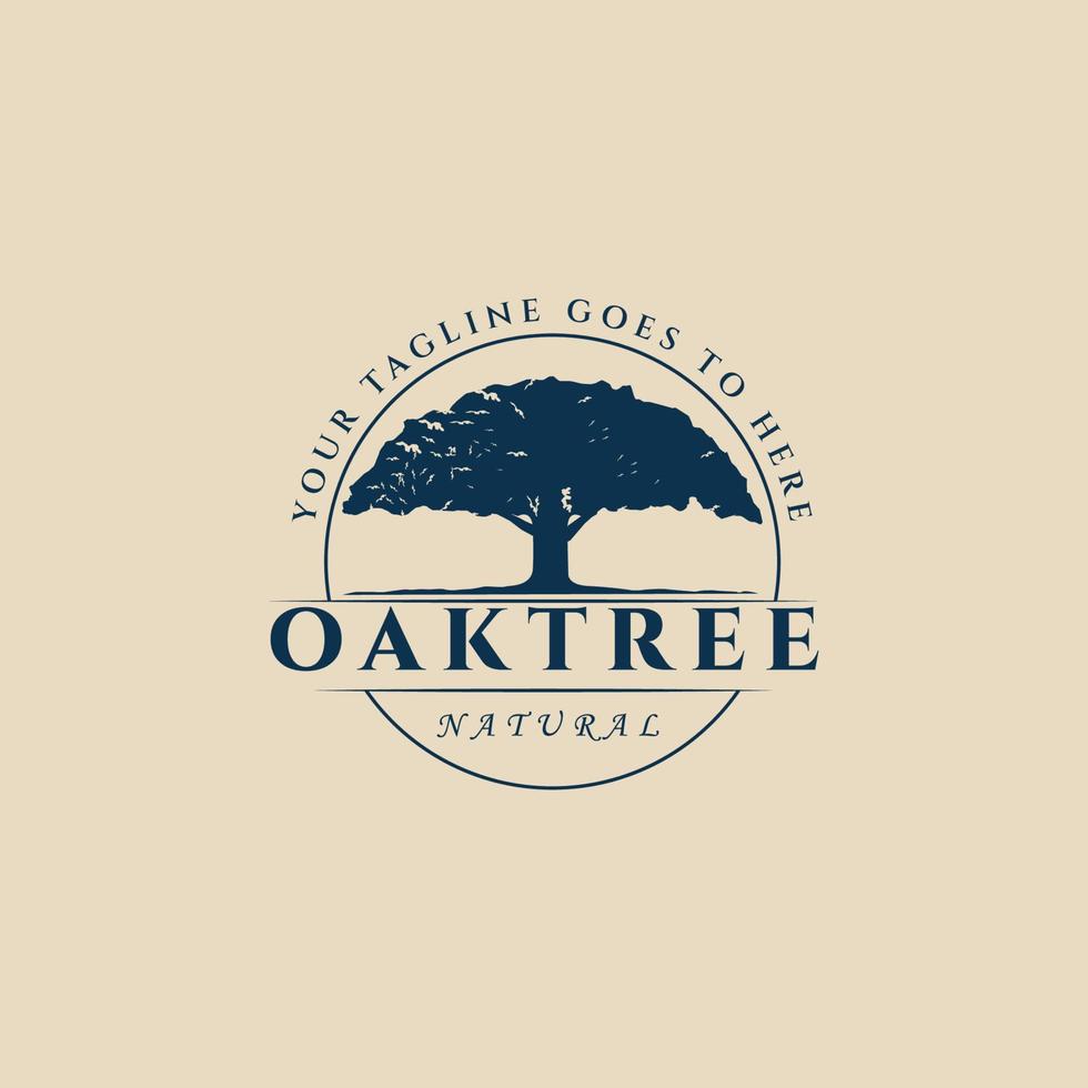 oak tree vintage logo, icon and symbol, with emblem vector illustration design