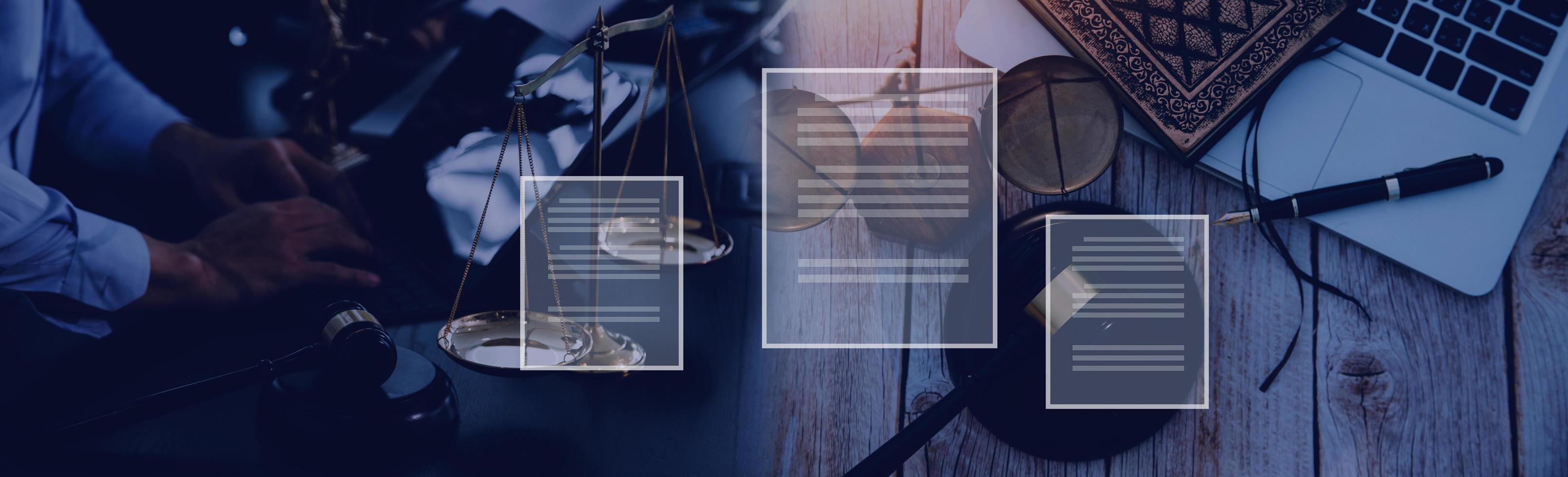 Consultation and conference of professional businesswoman and Male lawyers working and discussion having at law firm in office. Concepts of law, Judge gavel with scales of justice photo
