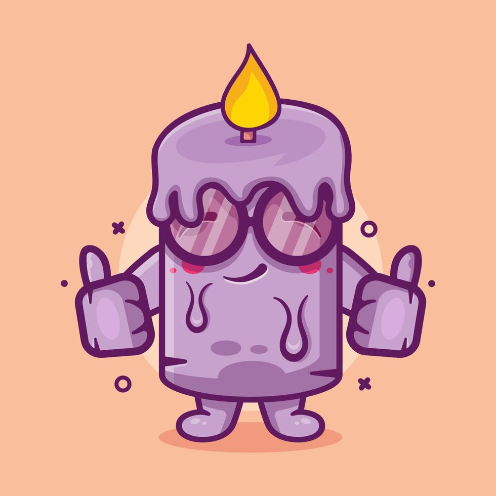 smart candle character mascot with thumb up hand gesture isolated cartoon in flat style design vector