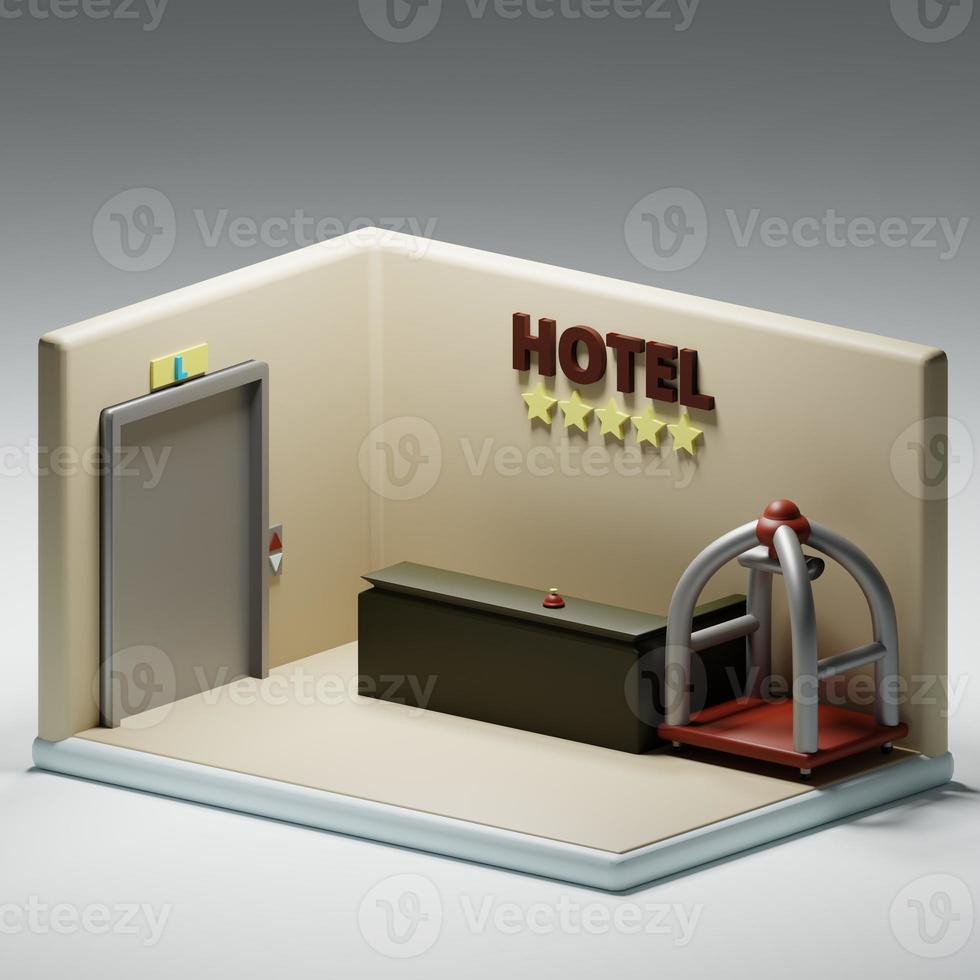 3d rendered isometric lobby hotel perfect for design project photo