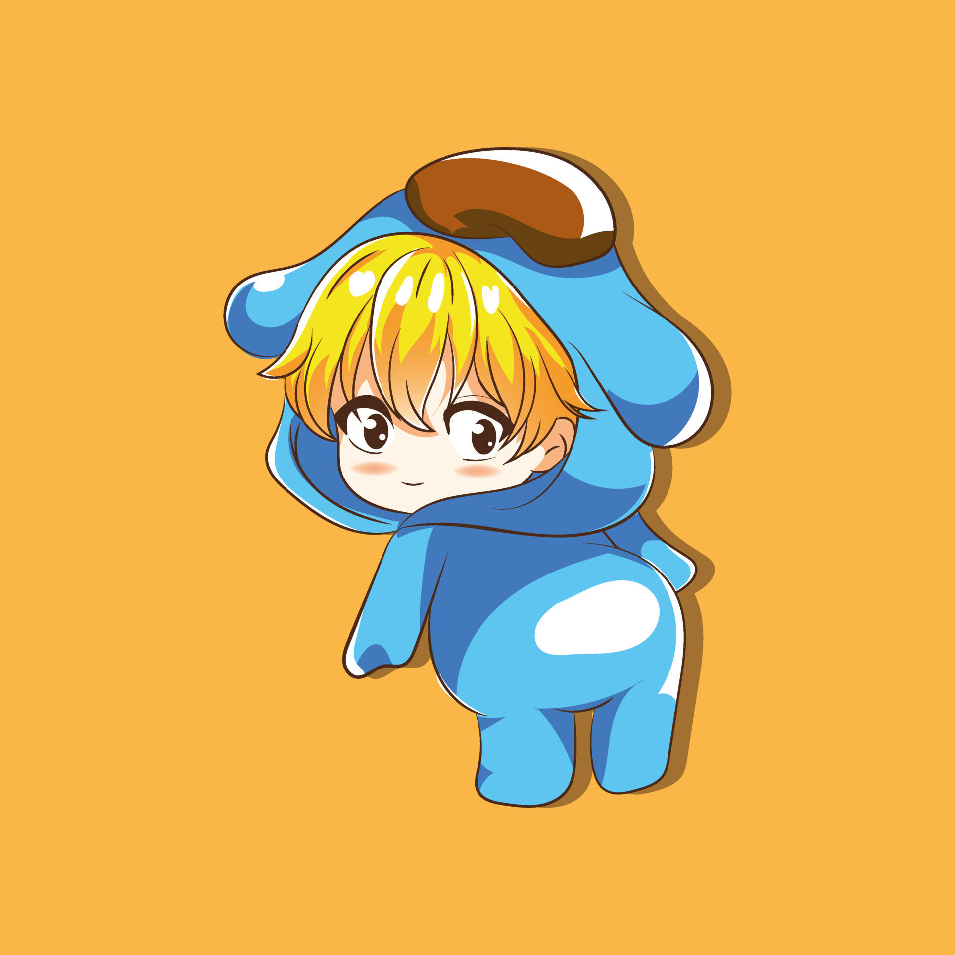 Cute Chibi Anime Boy Wearing Orange Stock Illustration 1986240338   Shutterstock