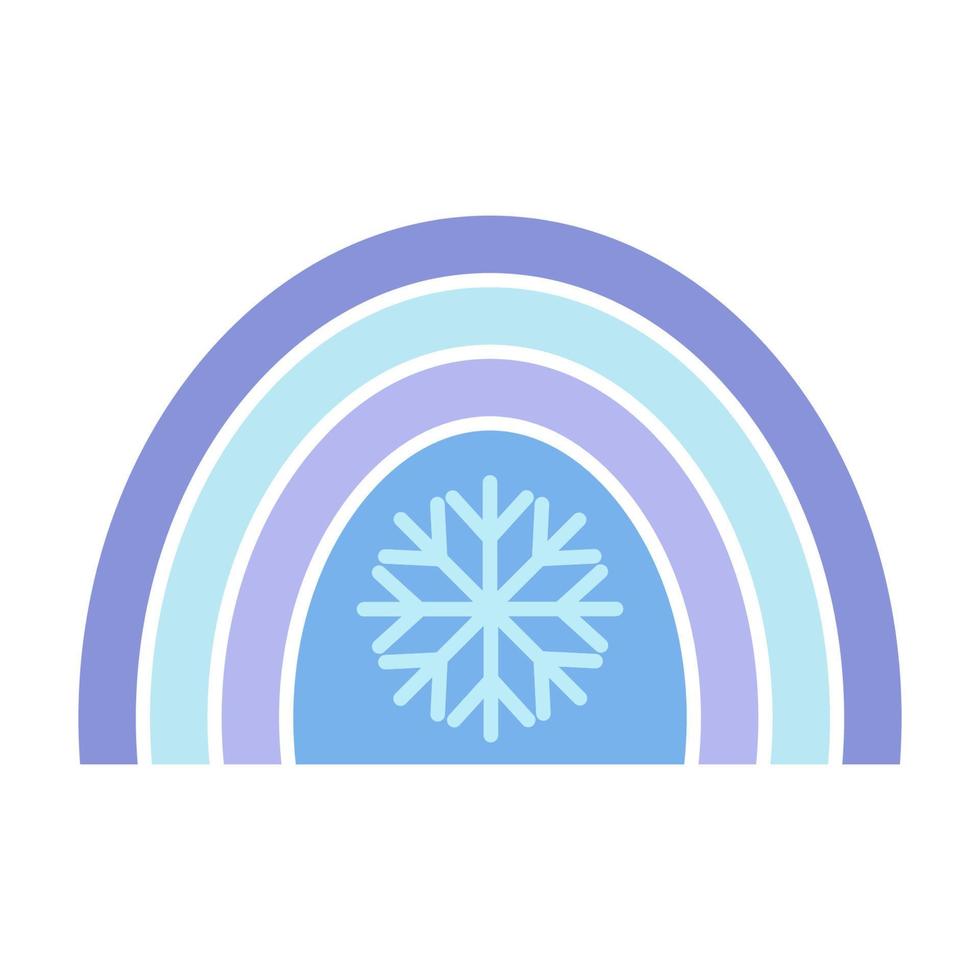 arco iris de invierno en estilo plano. linda ilustración en azul sobre el tema de navidad, año nuevo, invierno acogedor. para el diseño de tarjetas, estampados, estampados festivos, patrones, papel para envolver vector