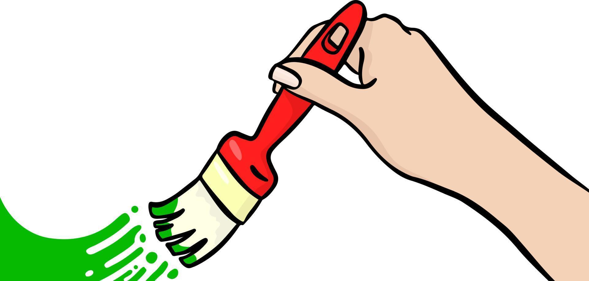 Artist Draws. Hand Holding a Brush. vector