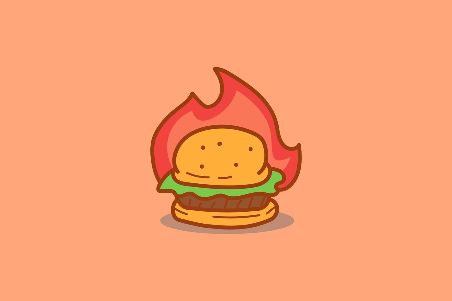 logotipo de hamburguesa caliente vector