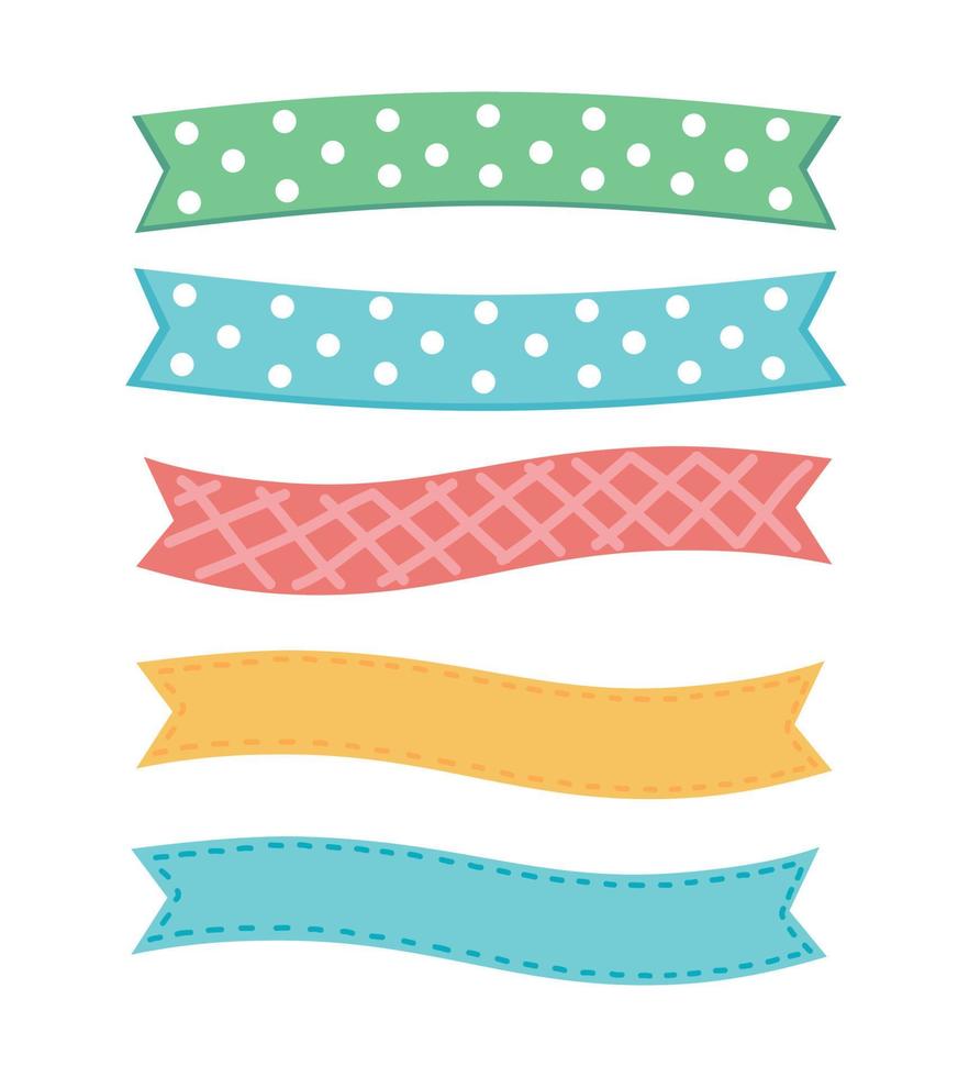 pastel ribbon banner set. vector illustration