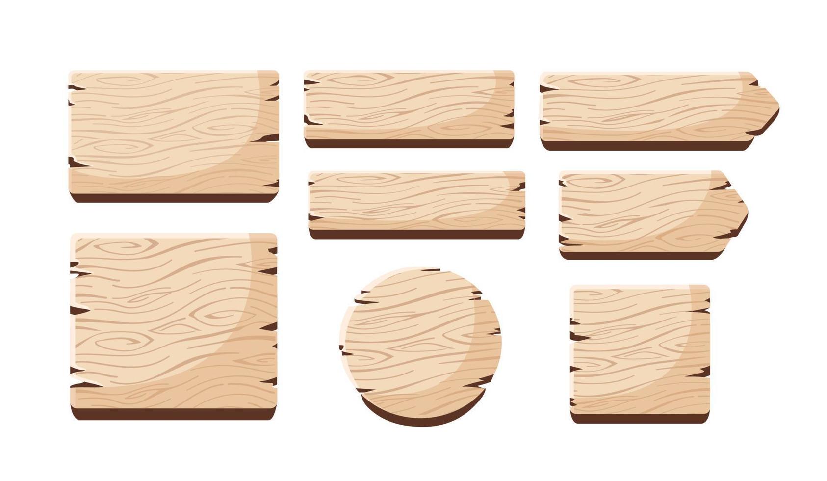 set of wooden sign board. vector illustration