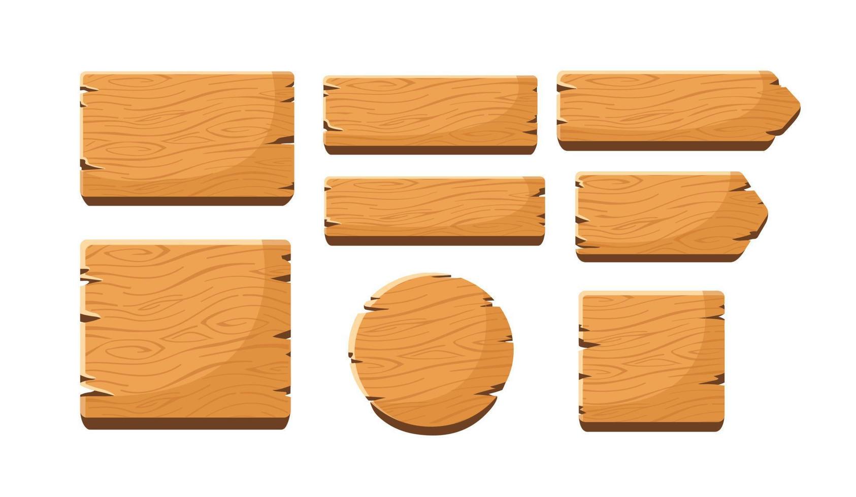 conjunto de letrero de madera. ilustración vectorial vector