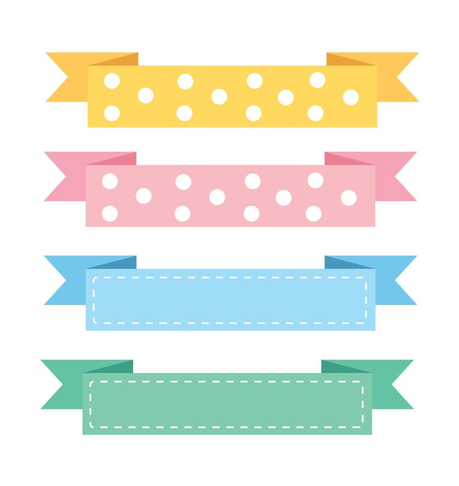 pastel ribbon banner set. vector illustration