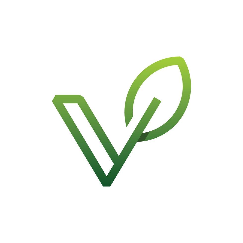Letter V Leaf Line Simple Modern Logo vector