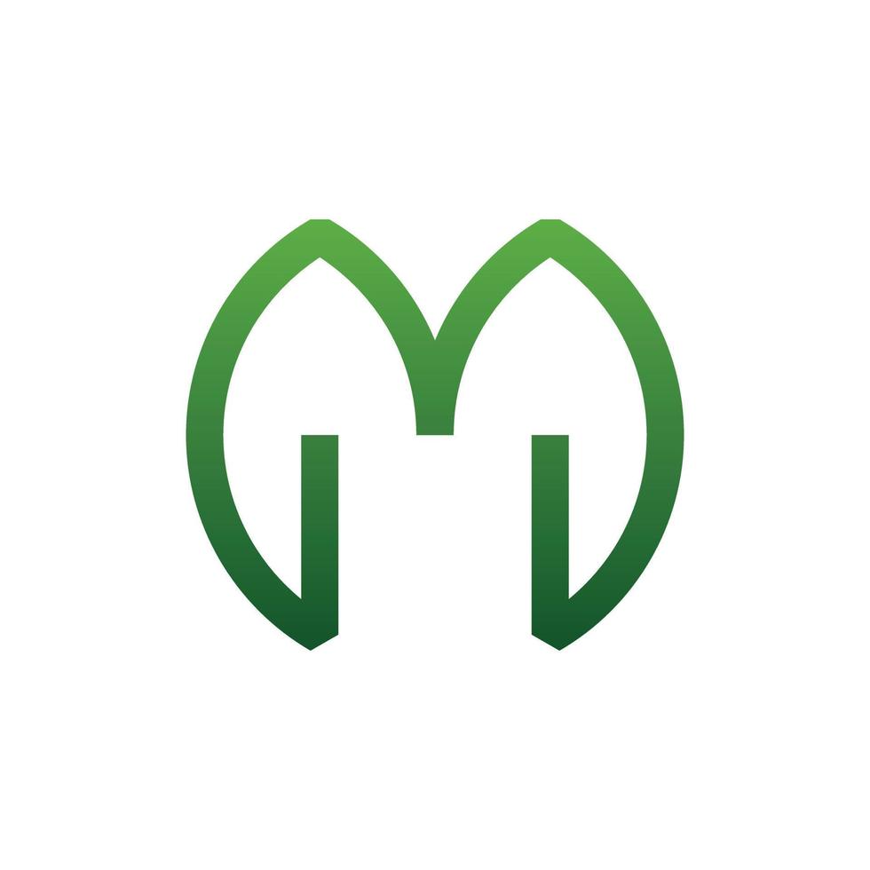 Letter M Leaf Line Simple Geometric Logo vector