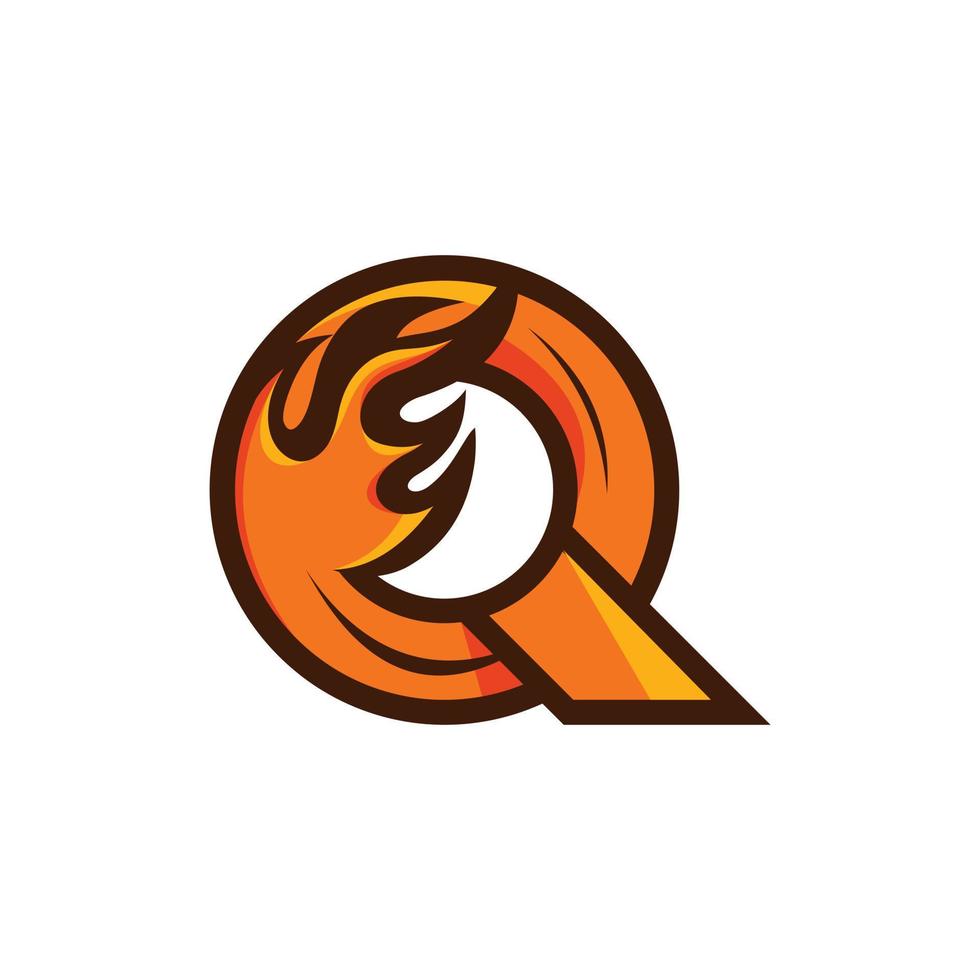 Letter Q Burn Fire Simple Business Logo vector