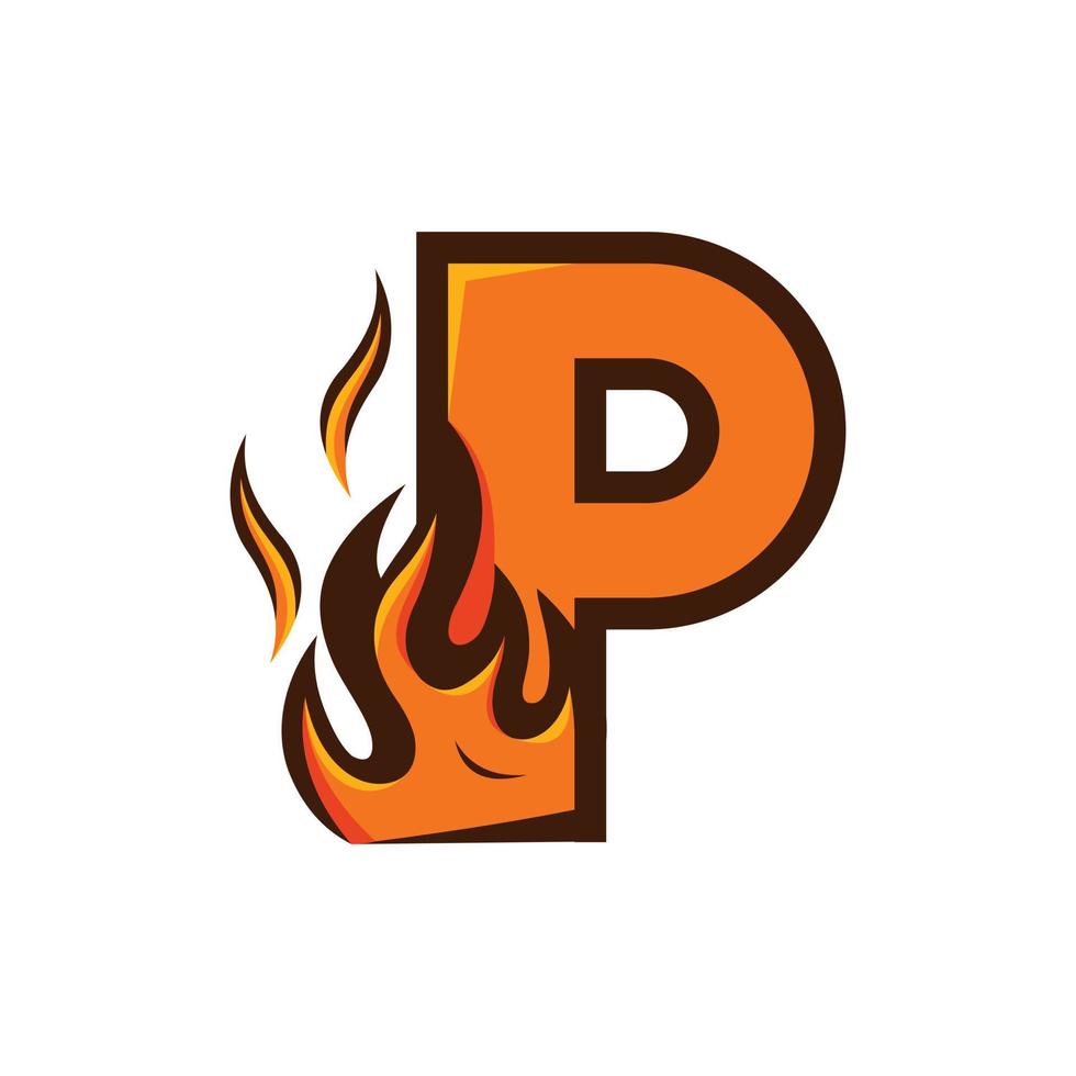 Letter P Fire Abstract Creative Simple Logo vector