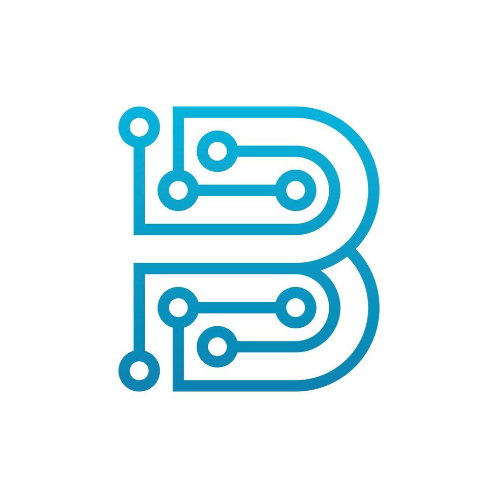 Letter B Dot Circuit Modern Technology Logo vector