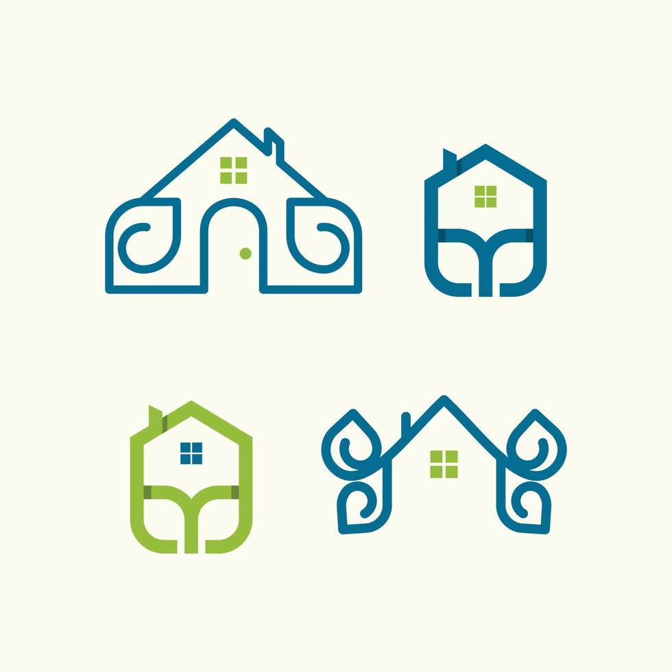 Home Leaf Line Set Icon Business Creative Logo vector