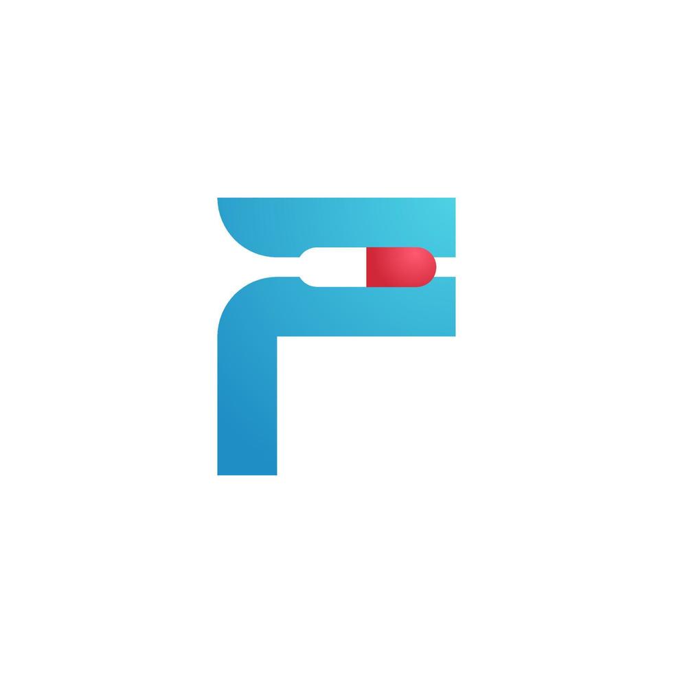 Capsule, pill and drug with letter f logo vector