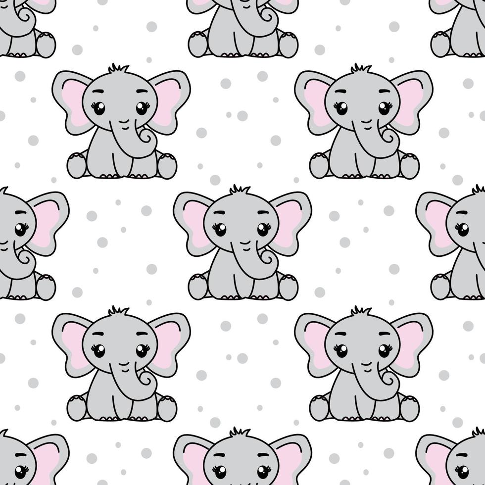 Seamless pattern with cute elephant, Creative childish texture. Great for fabric, textile Vector Illustration.