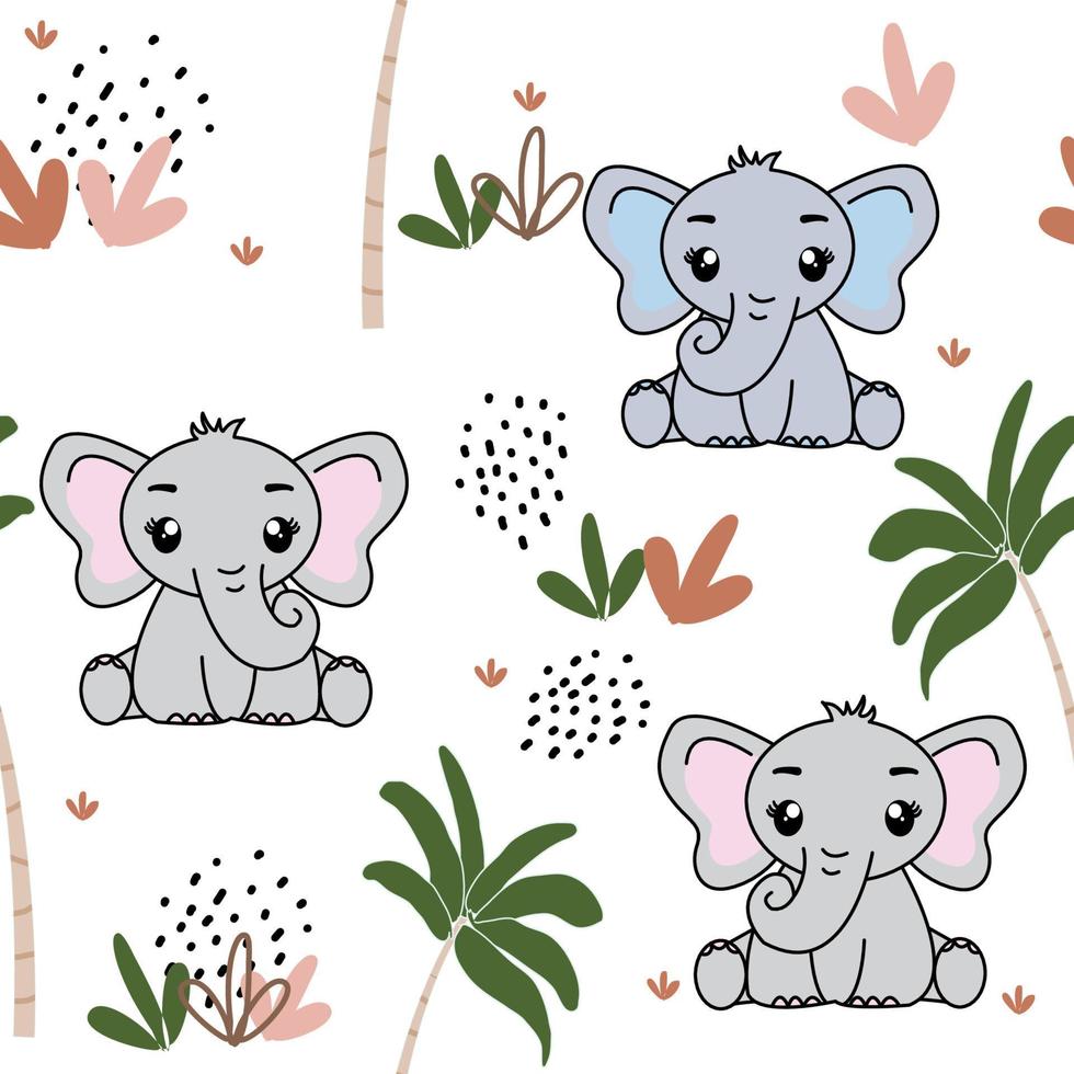 Seamless pattern with cute elephant, Creative childish texture. Great for fabric, textile Vector Illustration.