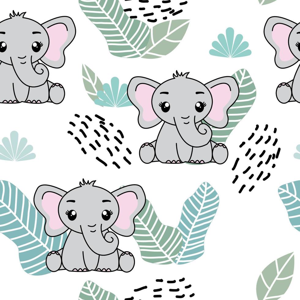 patrón sin costuras con elefante lindo, textura infantil creativa. genial para tela, ilustración vectorial textil. vector