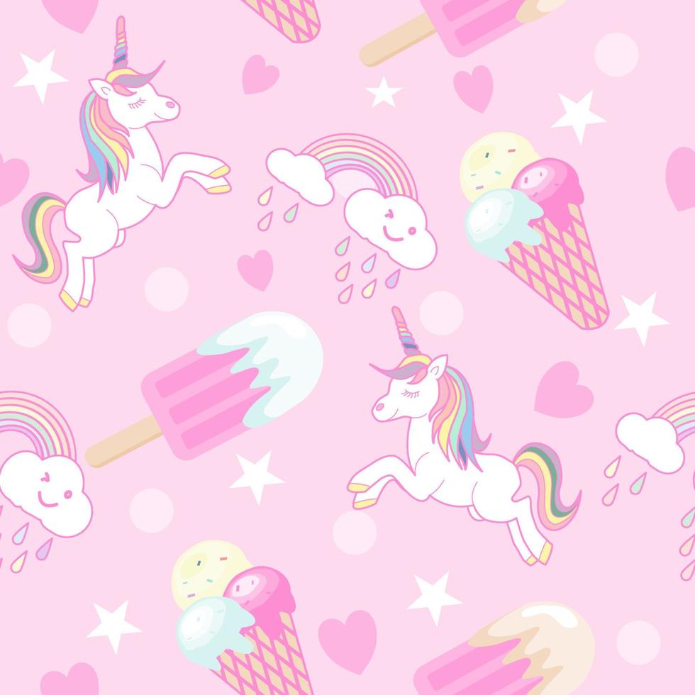 lindo unicornio patrón sin costuras ilustración vectorial. vector