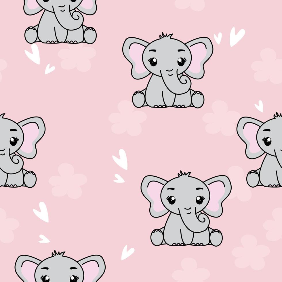 Seamless pattern with cute elephant, Creative childish texture. Great for fabric, textile Vector Illustration.