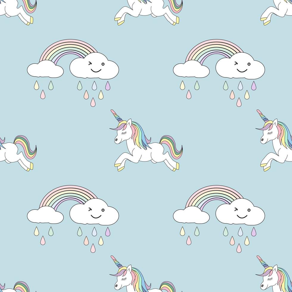 Cute unicorn seamless pattern vector illustration.
