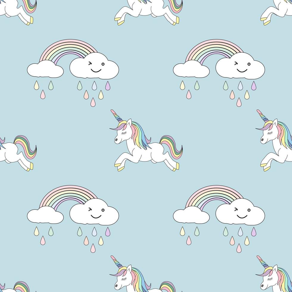 Cute unicorn seamless pattern vector illustration.