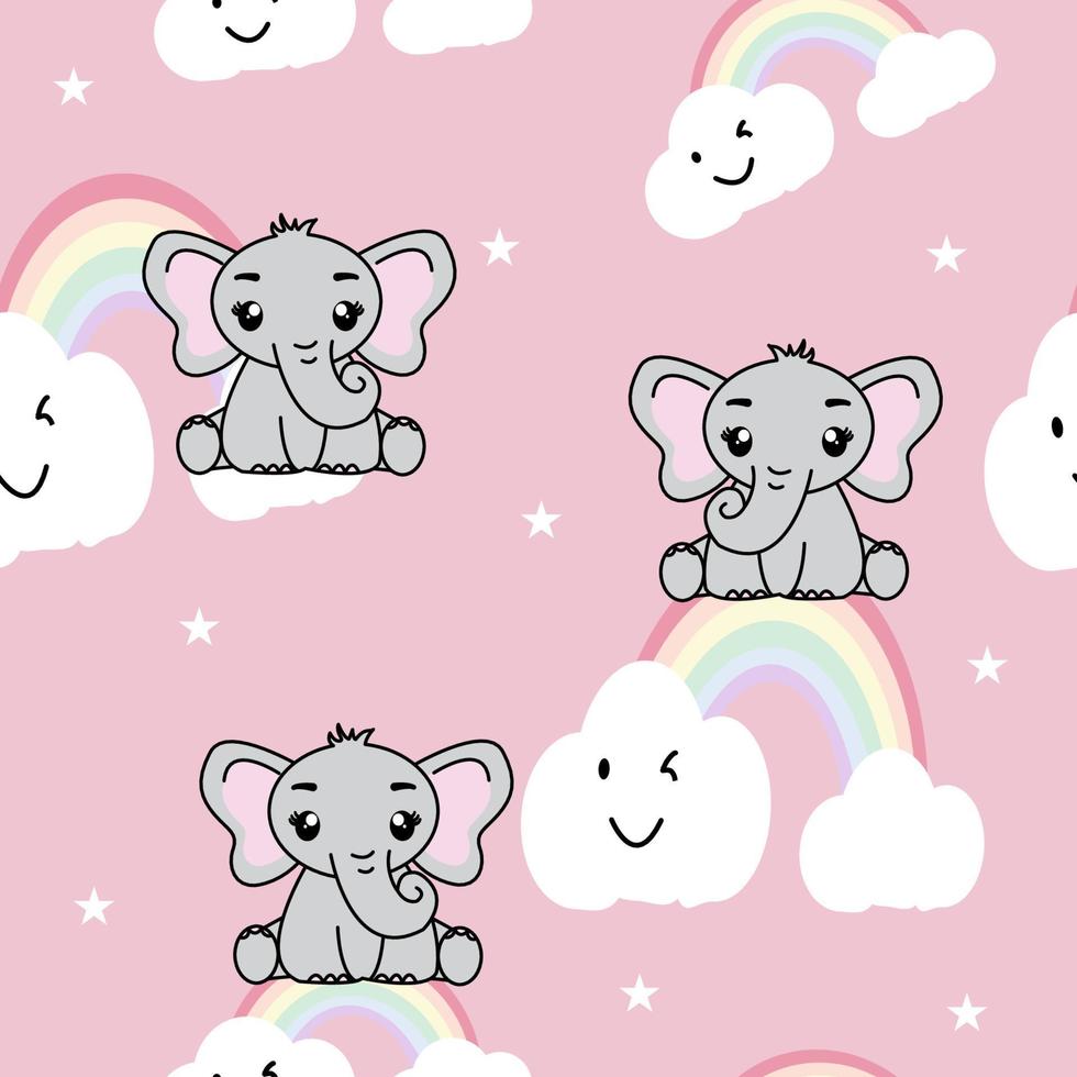 Seamless pattern with cute elephant, Creative childish texture. Great for fabric, textile Vector Illustration.