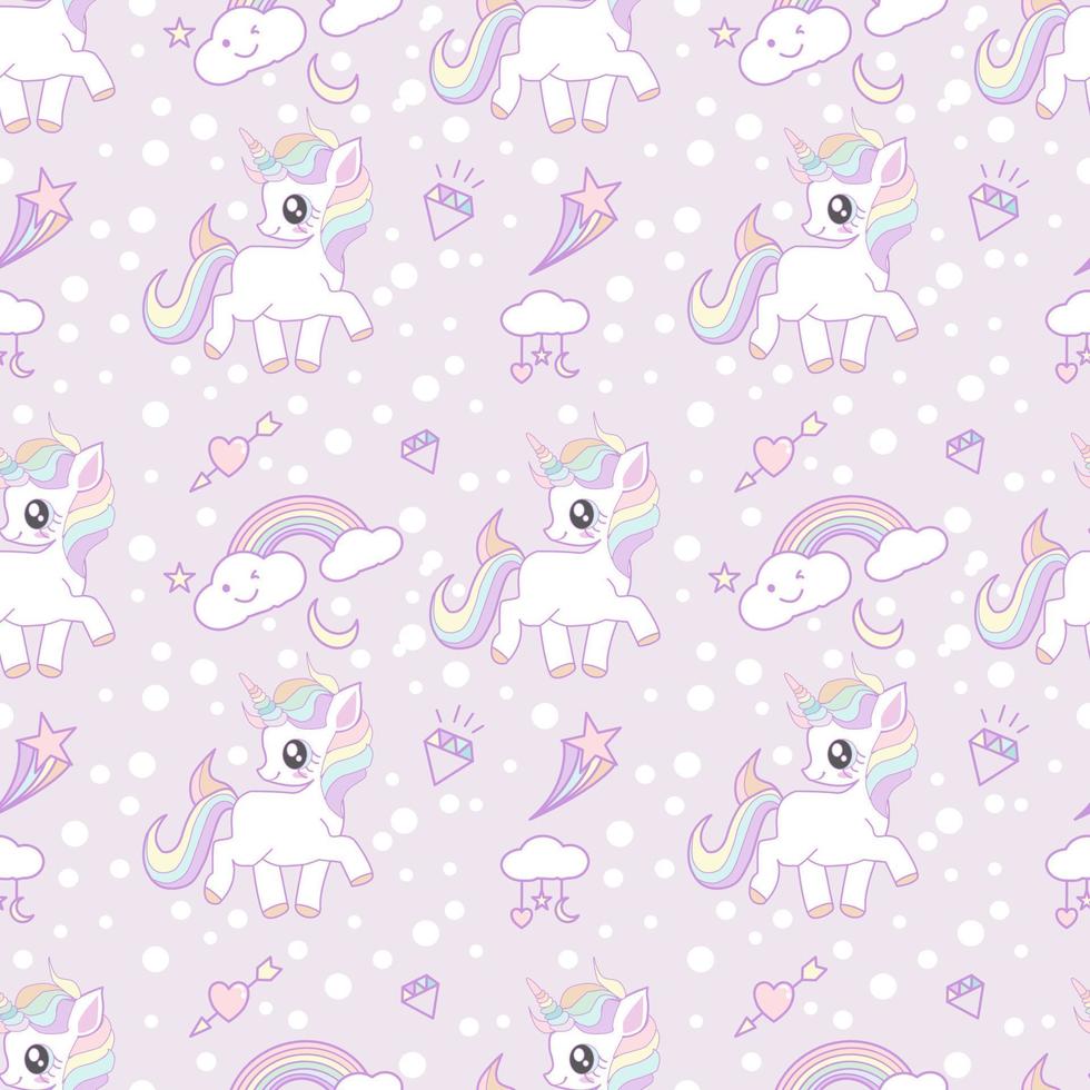 Cute unicorn seamless pattern vector illustration.