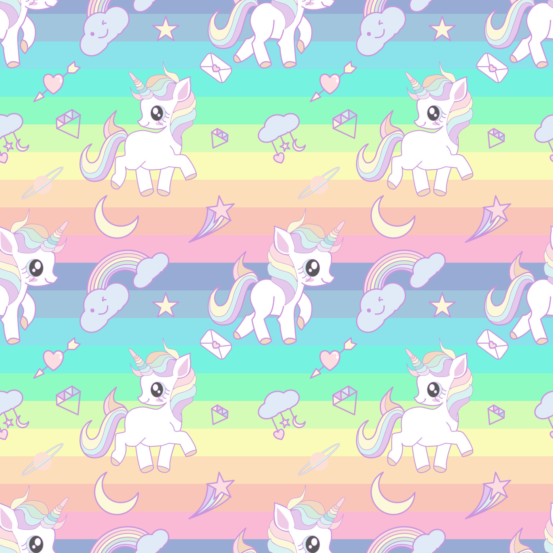 Cute unicorn seamless pattern vector illustration. 11708517 Vector Art ...