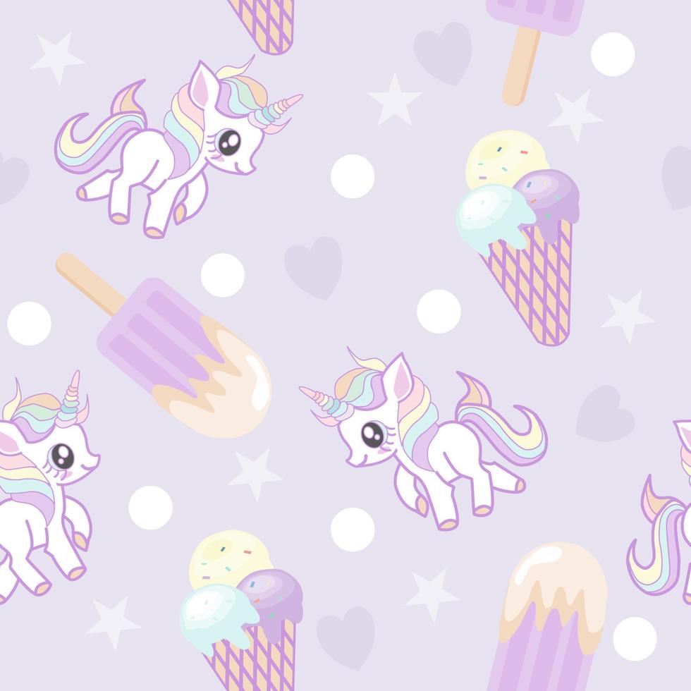 Cute unicorn seamless pattern vector illustration.